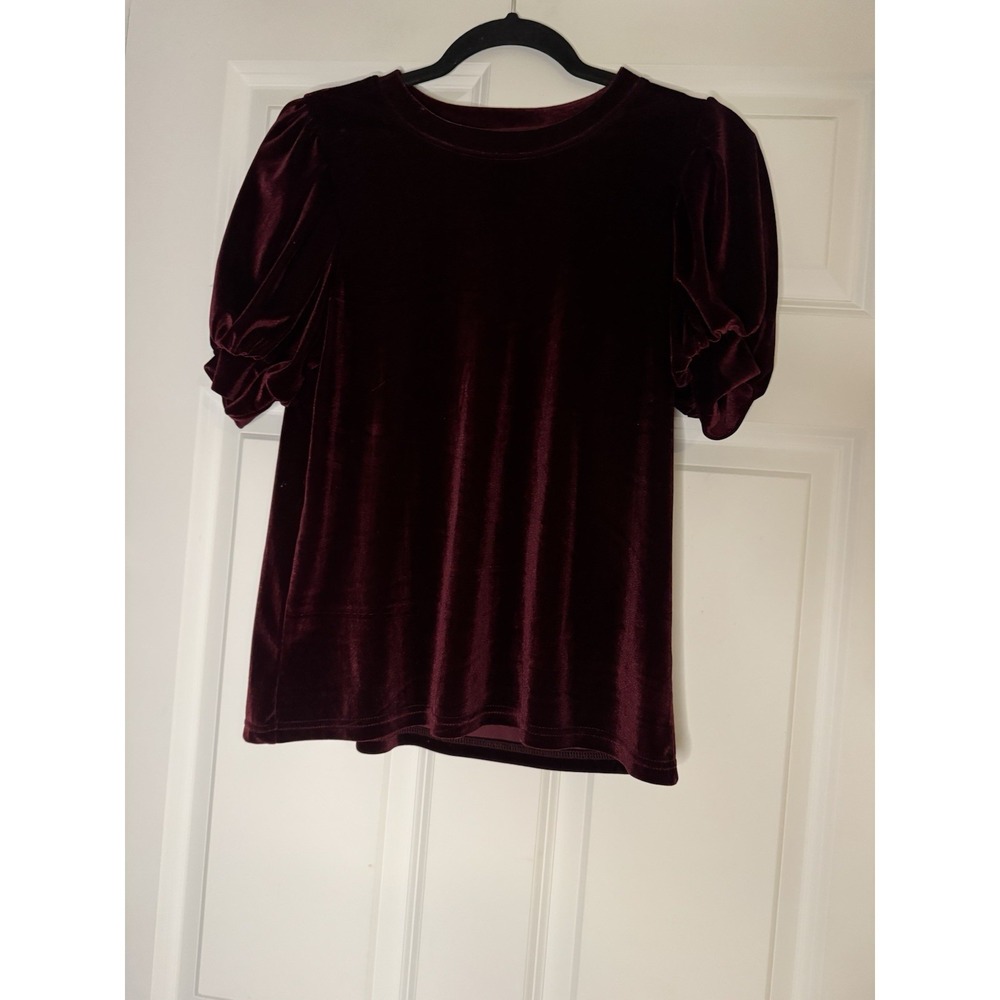Amaryllis Puff Sleeve Top Red Velvet Small